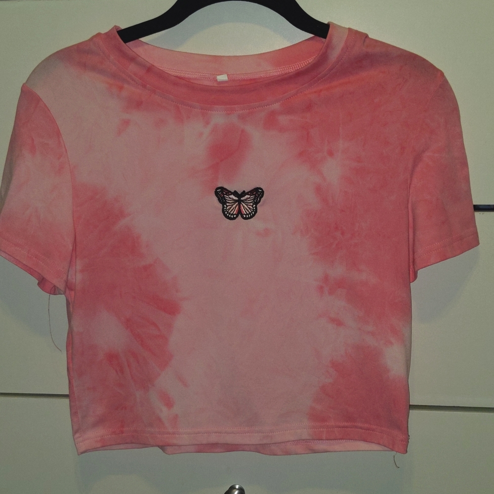 Pink Tie-dye Crop top.
